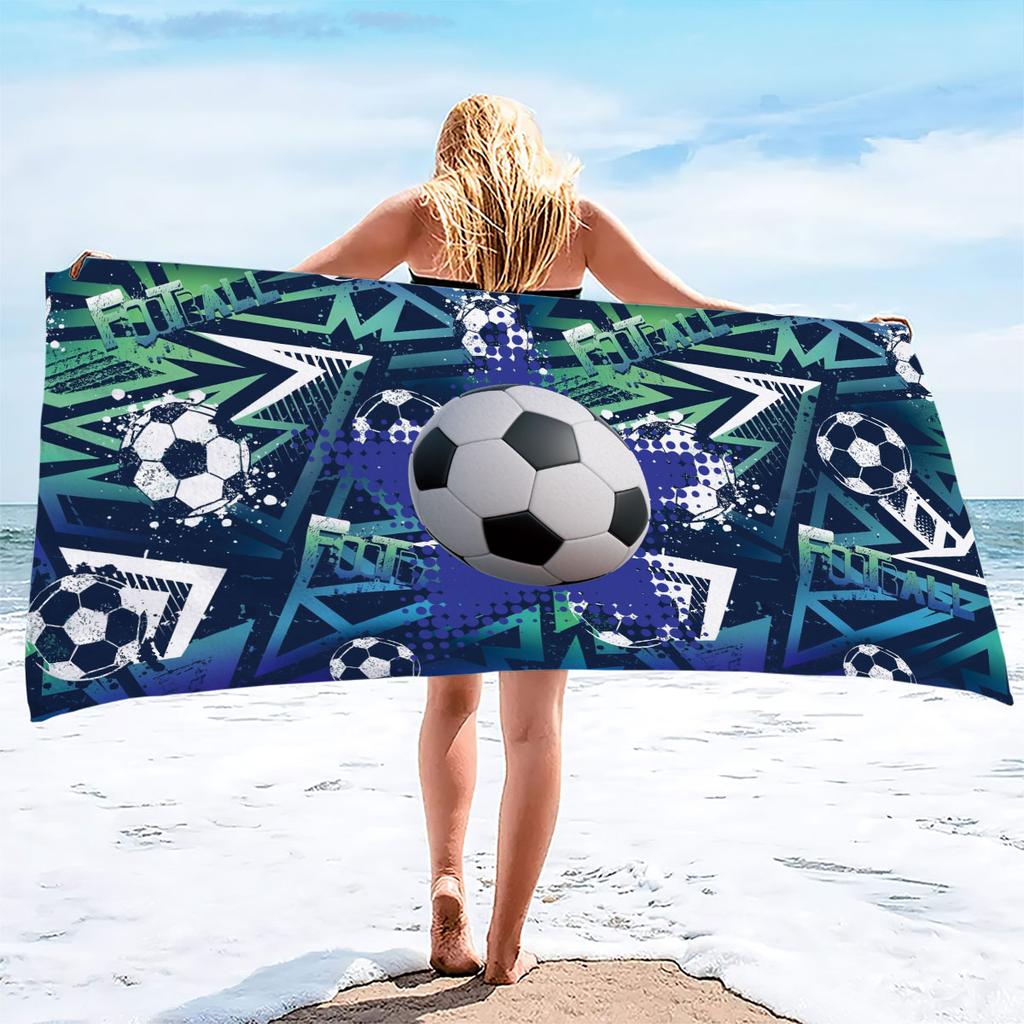 1pc Football Print Towel Sports Quick-Drying Super Absorbent Camping Towel Super Soft Lightweight Gym Swimming Yoga Beach Towel