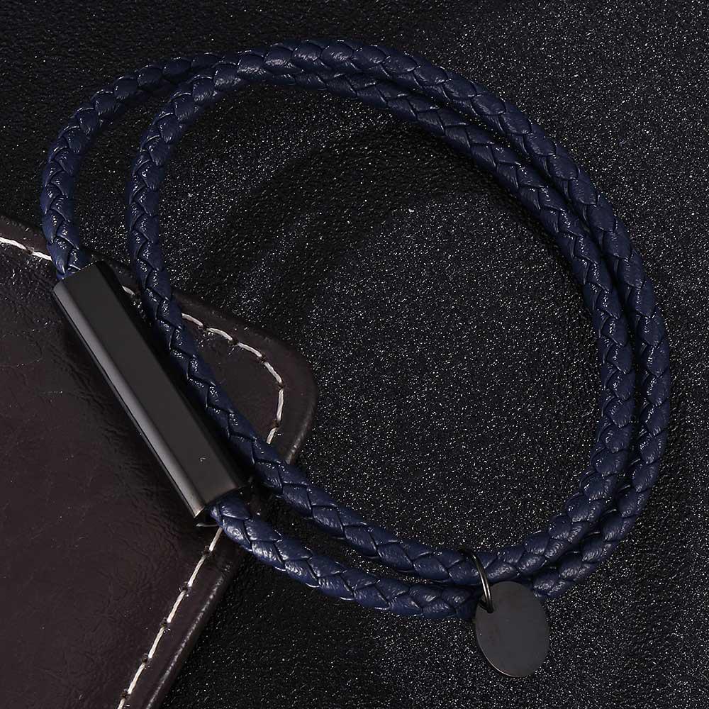 Dual-Strand Black Titanium Steel Clasp Bracelet with Graded Magnetic Buckle - Japanese & Korean Style, Unisex, Laser Engraved.