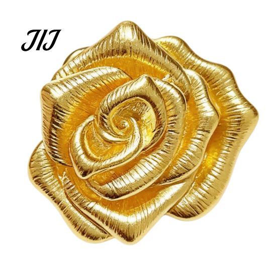 Zinc Alloy Brooch Vintage Golden Plated Rose Brooch, Metal Flower Lapel Pin for Dainty Badge Women, Relief Floral Suits Dresses Shirts Scarves Scarf