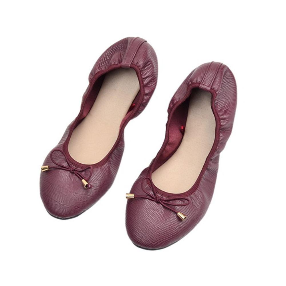 Thread PU Ballet Shoes Shallow Mouth Soft Sole Flat Shoes Chicken Rolls Dance Shoes  Gymnastics
