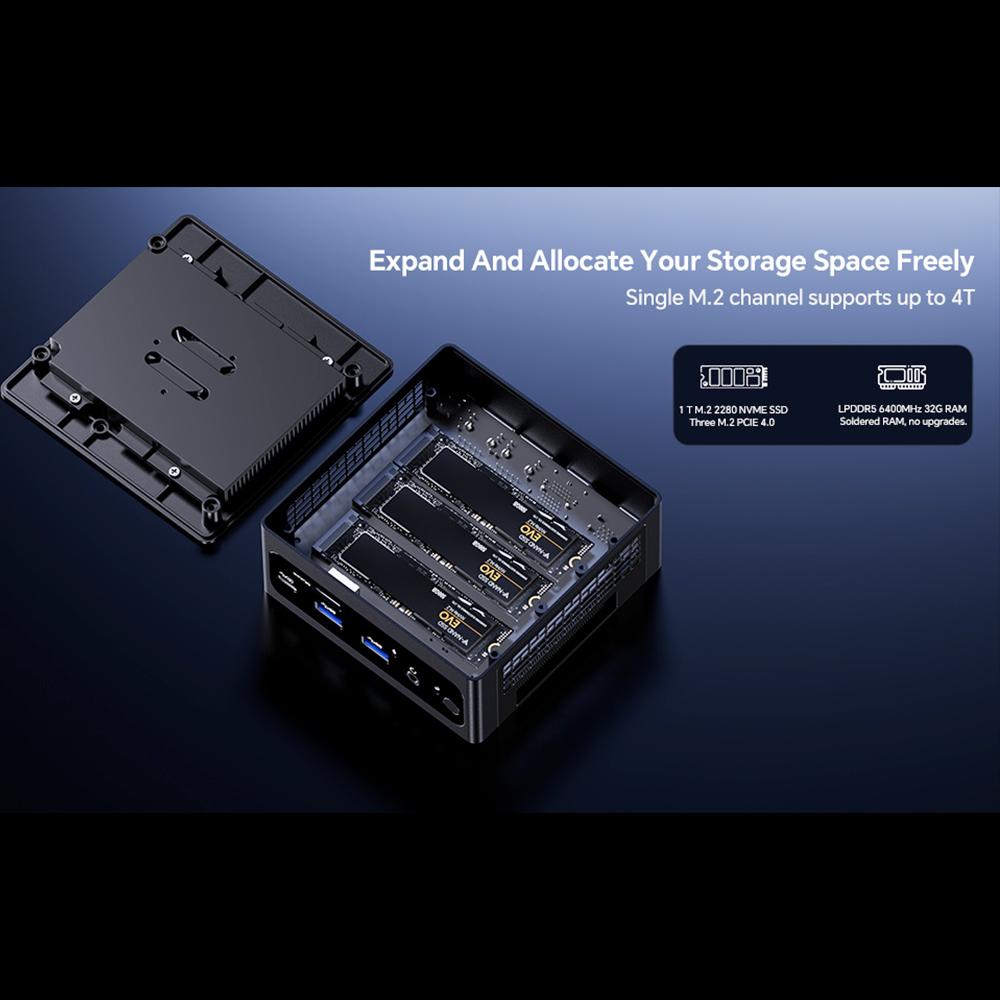 AOOSTAR GEM10 Mini PC, AMD Ryzen 7 6800H 8 Núcleos Hasta 4.7GHz, 32GB RAM LPDDR5 1TB SSD PCle 4.0