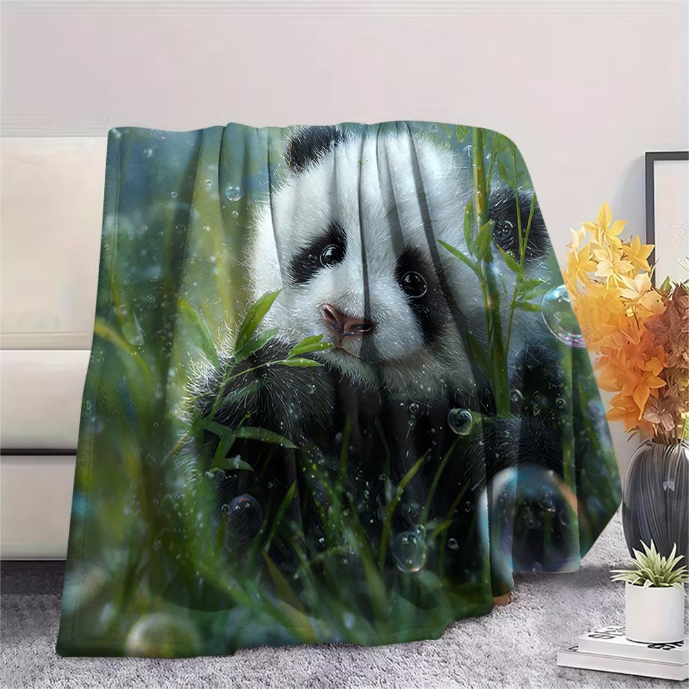 Panda Print Flannel Blanket, High quality Comfortable for All Seasons, Home Decor, Warmth and Comfort, Perfect for Christmas Gifts