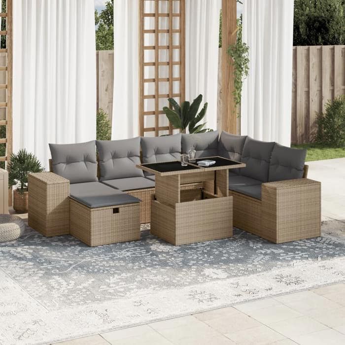 VidaXL Salon de jardin avec coussins 8 pcs beige résine tressée 3275319