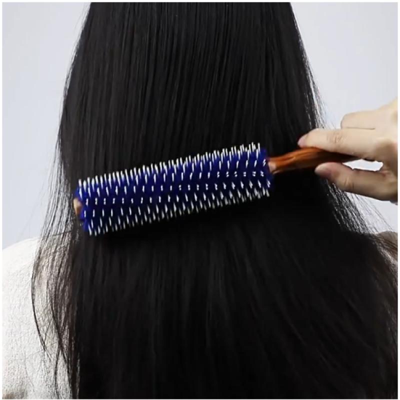 Anti Static Wood Natural Boar Bristle Hair Round Brush Hairdresser Styling Tool Teasing Brush For Hair Curly Comb Barber Salon