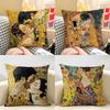 GGustav Klimt Öl Kunst Kissenbezug Natürlicher Leinen Bio-Stoff Doppelseitiger Druck Zimmer Sofa Dekor Kissenhülle