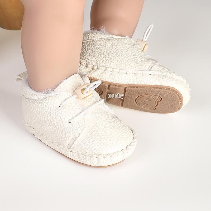 Winter Baby Boy Soft Sole Shoes: Thick Velvet, Warm, Anti-slip, Anti-fall Walking Sneakers (0-1 Year)