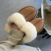 Classic Winter Women Natural Wool Slippers Fashion Design Genuine Leather Home Platform Boots Sheepskin Warm Casual Indoor Shoes