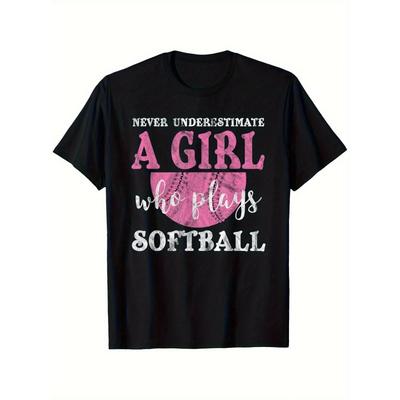 European Sizes Softball Girl T-Shirt for Kids, Soft Fabric, Breathable Fashion Short Sleeve Tees for Girls Boys Todder