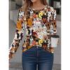 Spring and Autumn Fashion 3D Dog and Cat Printed Top Round Neck Long Sleeve Women's T-shirt