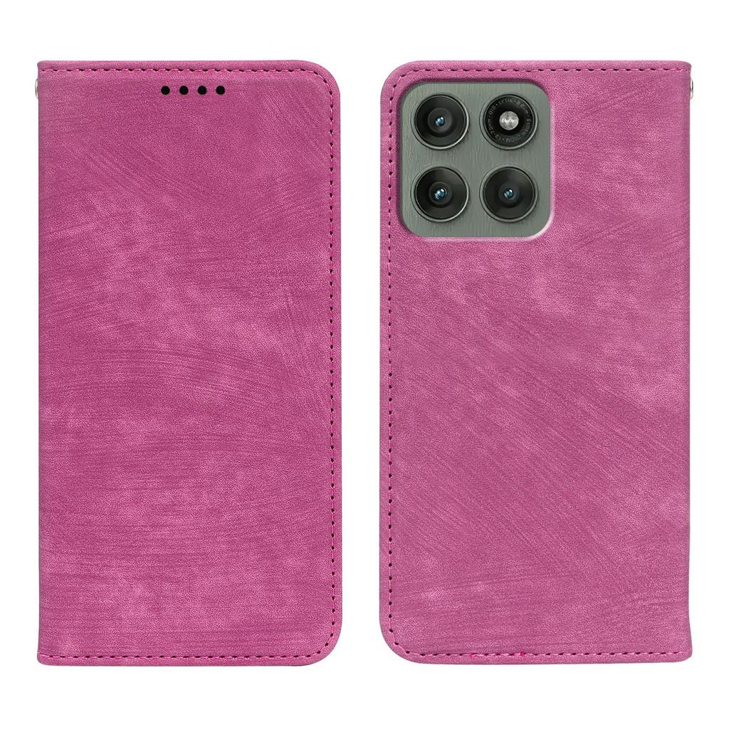 For Motorola Edge 60 Pro 5G Case Strong Magnetic Leather Wallet Phone Cover with Striped Texture