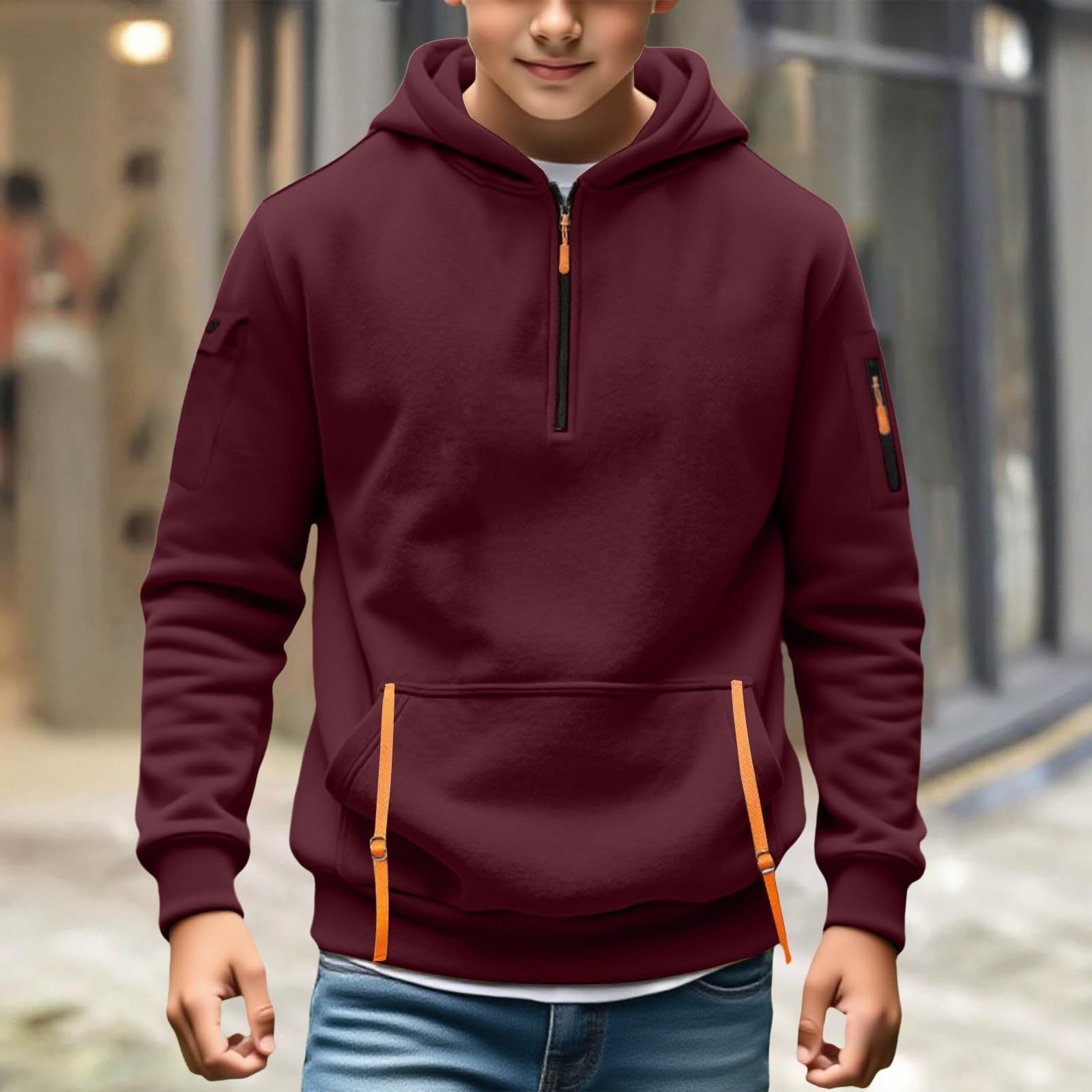 

Модная однотонная толстовка-пуловер для мальчиков с круглым вырезом 130 винный