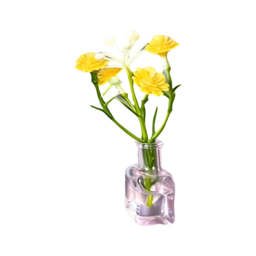 Mini Magnetic Glass Vase Set Small Artificial Flower Pot Decorative Plant Magnet for Office Kitchen Storage Cabinet Refrigerator Accessories