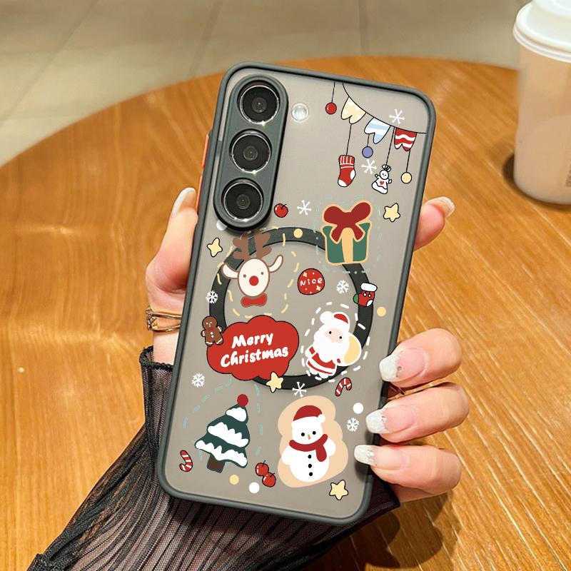 Magnetic For Magsafe Christmas Case For Samsung Galaxy S25 S24 Ultra S25 Edge S23 S22 Plus S21 FE A54 A55 A56 5G Funda Gift
