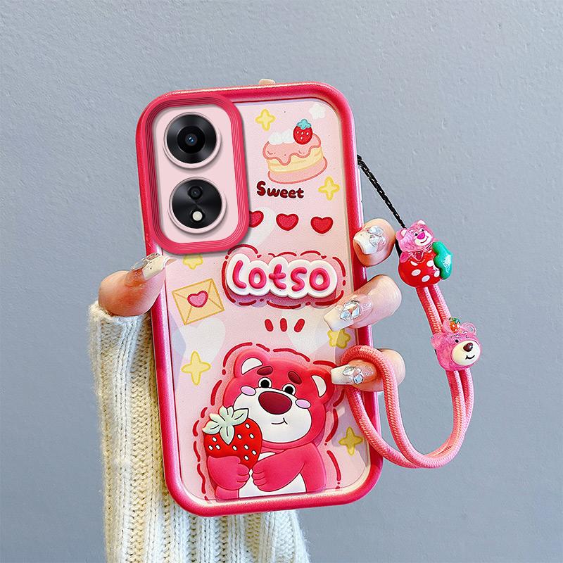 

Противоударный чехол KEYSION для OPPO A18 A38 A58 A78 A98 5G со шнурком, силиконовый милый 3D-чехол для телефона с мультяшной куклой для OPPO A17 A17K for OPPO A17