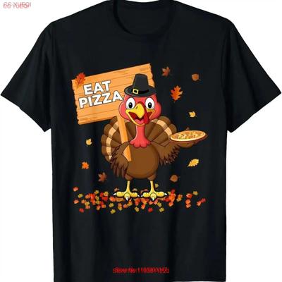 Funny Turkey Eat Pizza Thanksgiving Family Matching Men Kids T Shirt Vintage Washed Comfortable Graphic Stylish Soft Homme