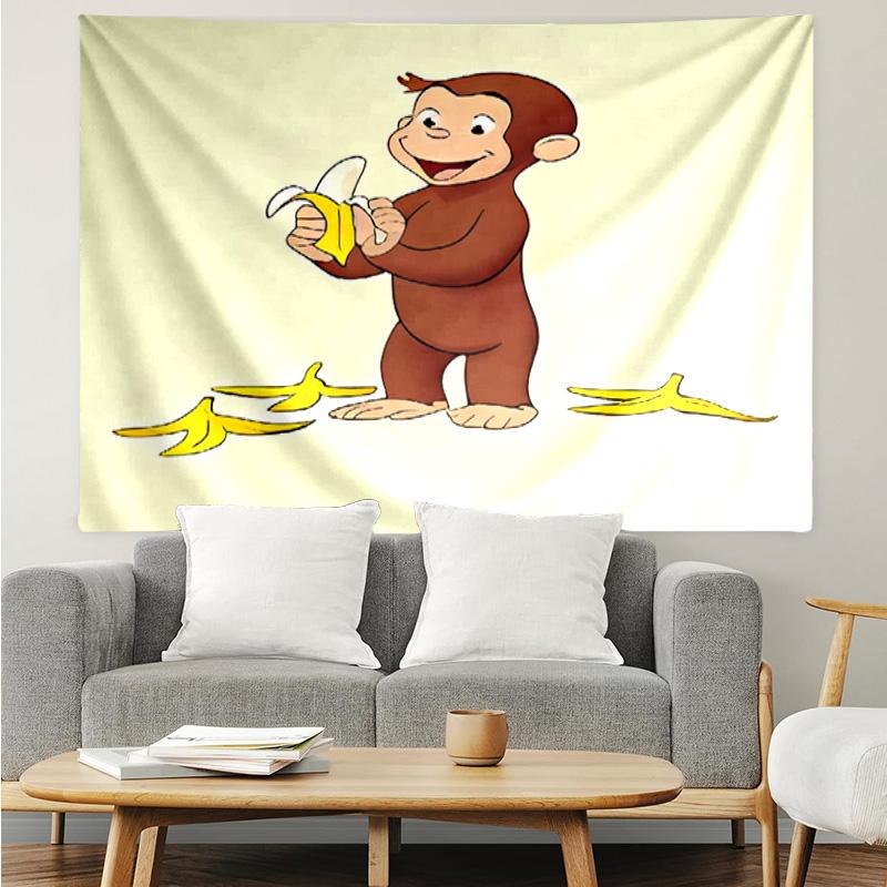 Curious George Tapestry for Bedroom Aesthetic Classroom Tapestries Wall Hanging for Living Room Dorm Office,Ideal Creative Gift