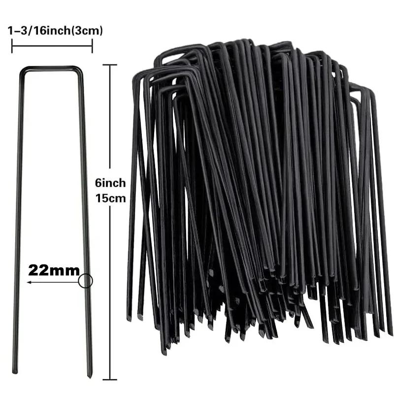 Capse de grădină tip U, țăruși de gard rezistent, țăruși de gazon, țevi galvanizate pentru peisaj, țeavă pentru barieră de gazon, unghii la sol