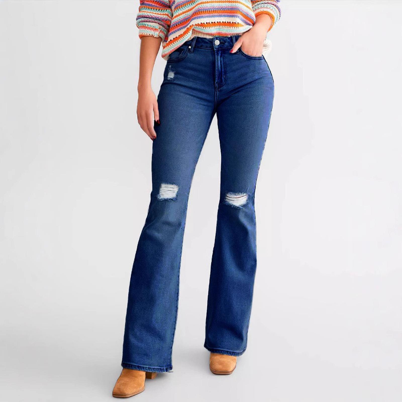 

Женские узкие трендовые рваные повседневные модные прямые джинсы S