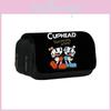 Estuche para lápices de doble capa con diseño de Cuphead para guardar útiles escolares y papelería infantil.