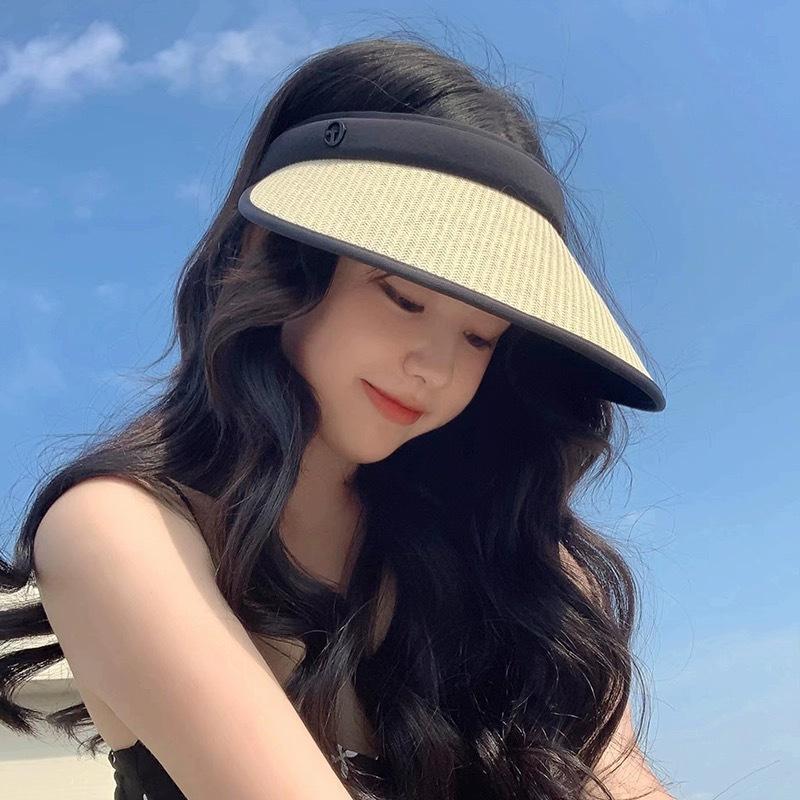 Empty Top Sun Hat Women's Seamless Integrated Sun Protection Hat Summer UV Protection Ice Silk Sun Hat
