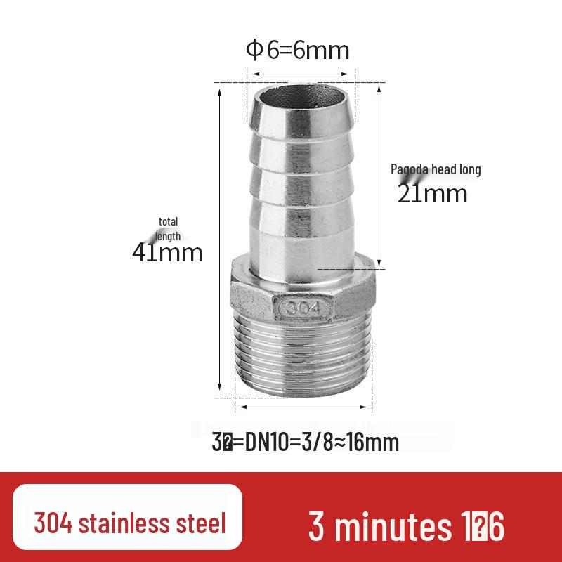 304 Stainless Steel Hex Male Thread Pagoda Fitting for Water/Air Hose