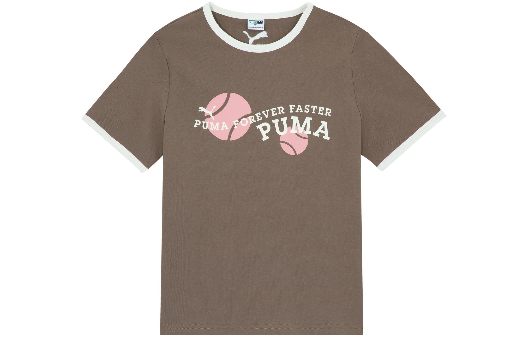 PUMA Set in Sleeve T Shirt Women s Taupe 622972-89 L