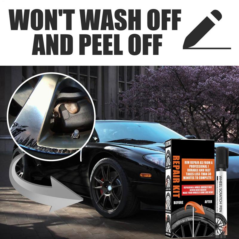 Wheel Rim Repair Kit Automotive Black Alloy Wheel Rims Scratch Remover Pen Set Quick Dry Car Hub Scratch Care Accessories
