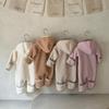 Infant Hooded Plush Bodysuit: Winter Hand & Foot Protection Long Sleeve Romper