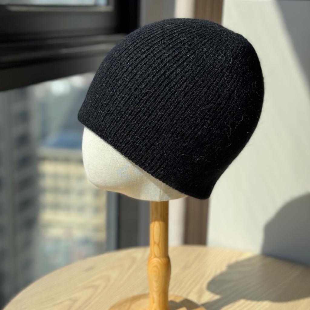 New Rabbit Woolen Hat for Men and Women Autumn and Winter Knitted Plush Striped Solid Color Dome Versatile Warm Hat for Couples