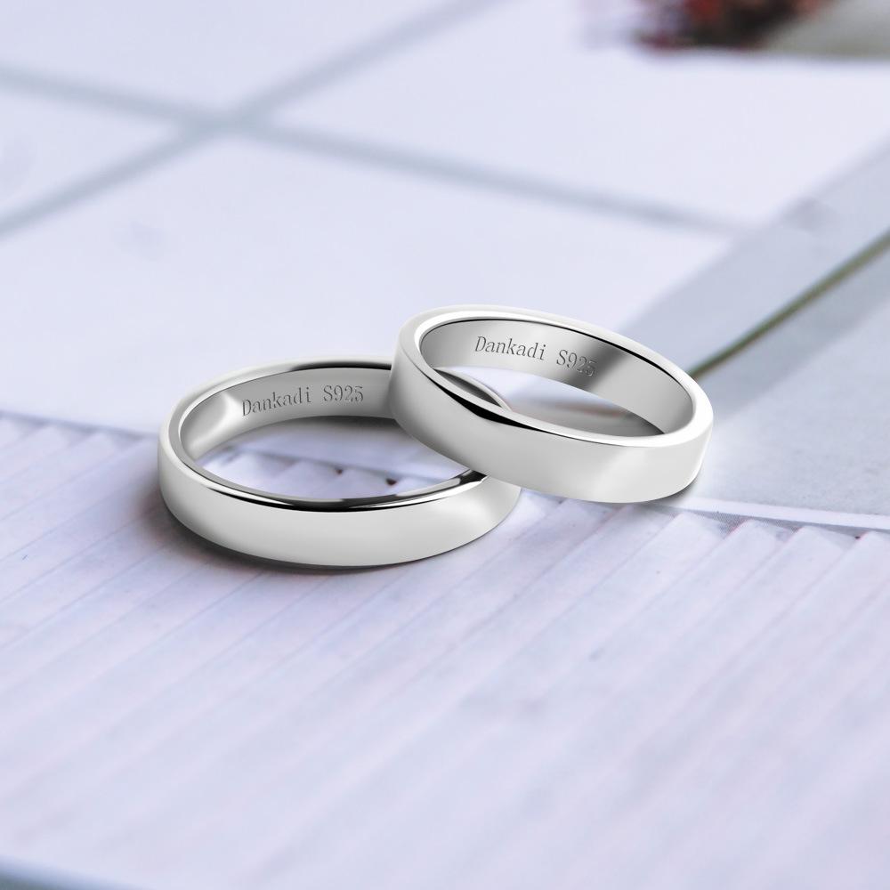 Simple Smooth Flat Top Ring S925 Silver Male And Female Couples Wedding Ring Single Ring