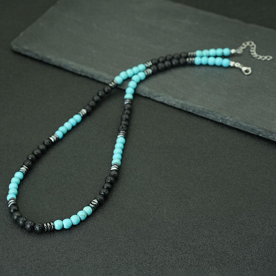Nuova Collana Fatta a Mano con Perline in Pietra di Lava Occhio di Tigre Naturale da Uomo Regolabile Gioielli Bohemien Retro Minimalisti Accessori per il Collo