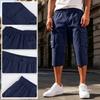 Heren Effen Kleur Knopen Elastische Taille Cargo Capri Broek met Zes Zakken Werkkleding Stijl Casual Pasvorm
