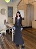 2025 Autumn Women's French Knit V-Neck Fishtail Dress - Stylish, Hip-Hugging Miu-Inspired Long Outfit