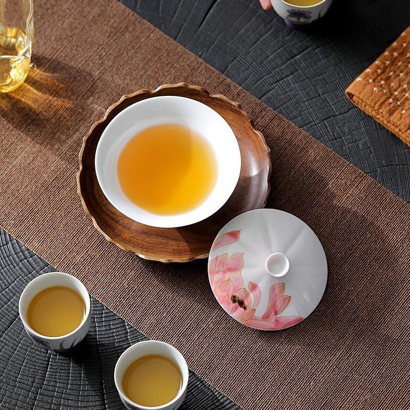 Handbemalter Hut Ercai Deckelschale Farbglasur Keramik Kung Fu Tee-Set Haushalts-Teeschale Chinesisches Tee-Set