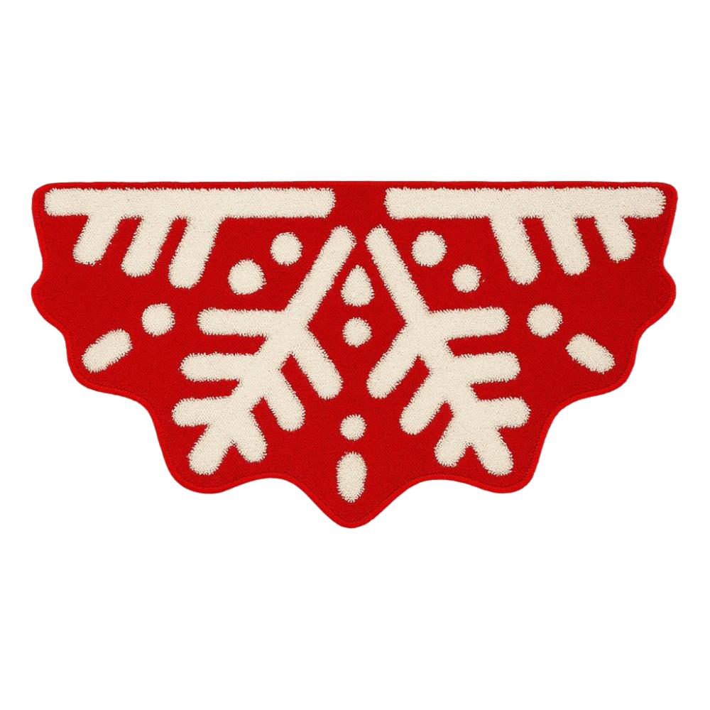 Cartoon Christmas Carpet Imitation Cashmere Xmas Tree Shape Bed Side Carpets Non-Slip Backing Soft Bedroom Rug