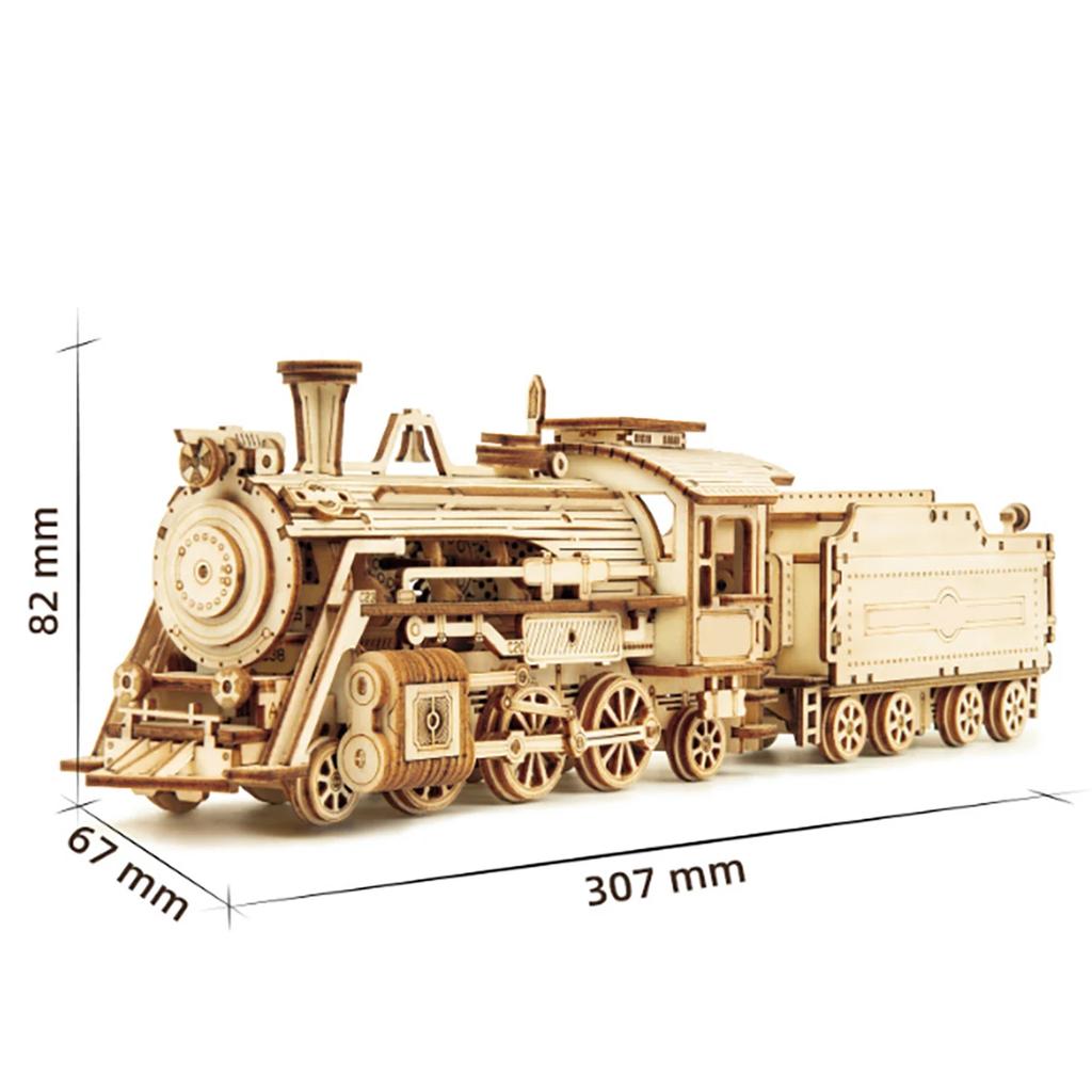 Locomotive 3D Car Wooden Puzzle Scale Model,DIY Model Kit, Handcraft Gift,Home Decoration,Mechanical Model Kit, Building Toy