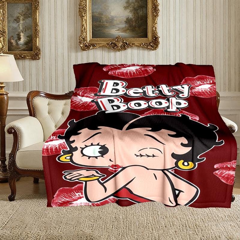 1pc Comfortable Home Print Throw Blanket, Betty Boop Blanket For Bed and Sofa Use, Special Present For Family