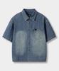 Dimiteulibeullaeg Bio-Washed Crop Denim Short Sleeve Shirt_2 Color