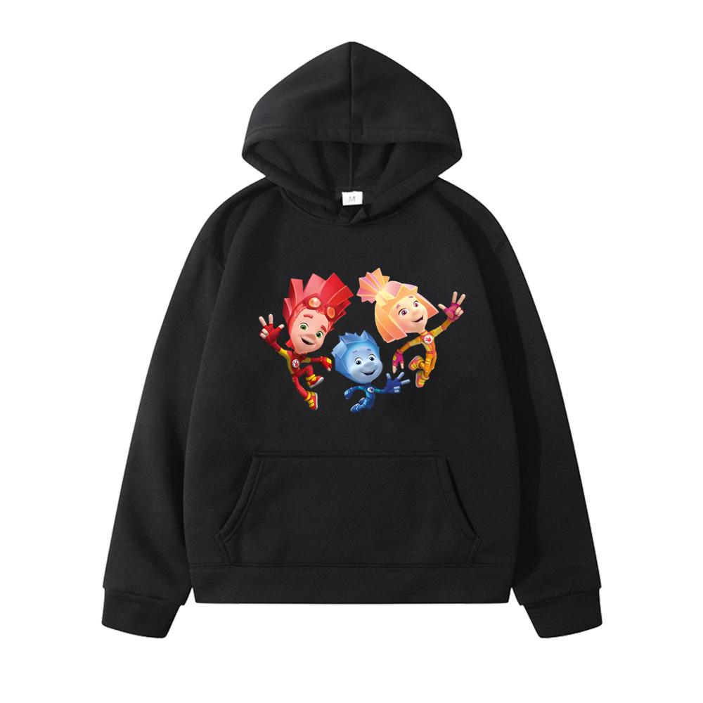Fixies Cartoon Print The Fixies Children Hoody Cute Autumn Winter Outdoor Hooded Windproof Clothing Fashion Children's Fleece Hoodies