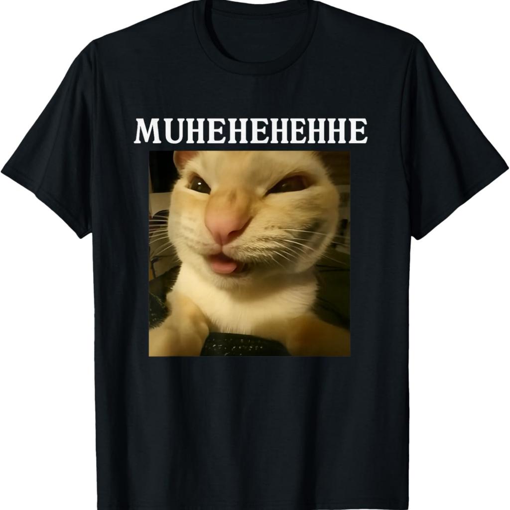 muhehee Cat Laughing Gen Z Meme T-Shirt(1)