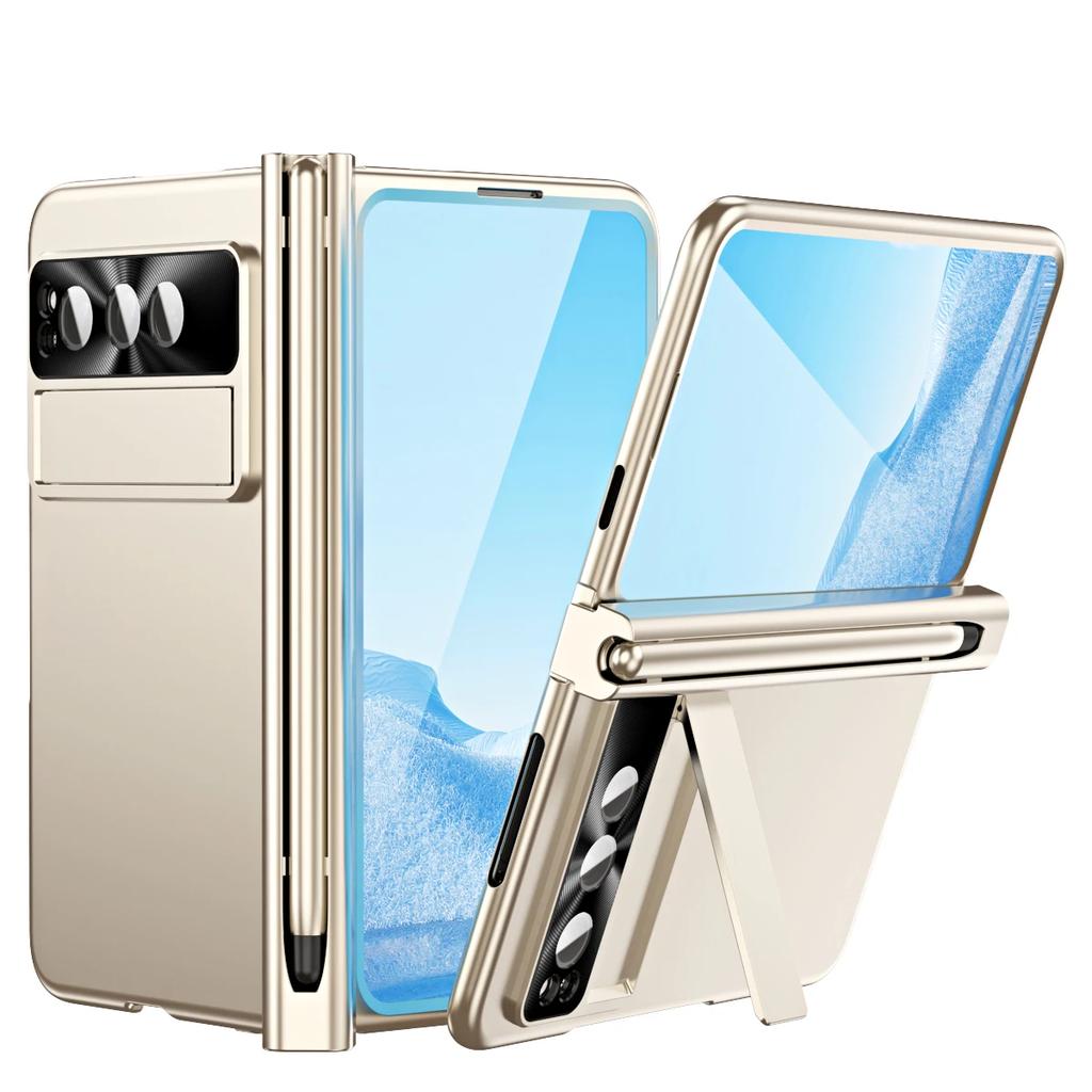 Per Google Pixel Fold Custodia Galvanizzata con Slot Penna Cerniera Protezione Completa Cerniera Magnetica Assorbimento Automatico Copri Telefono