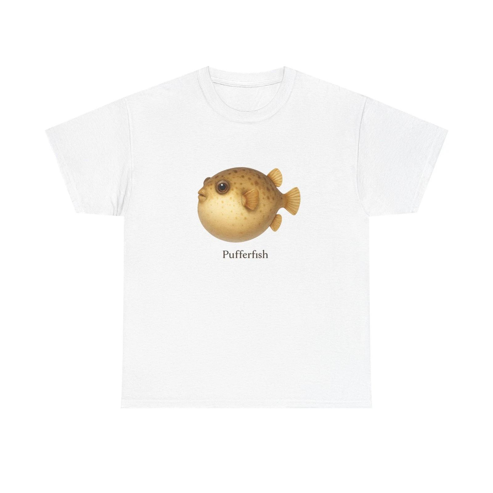 Unisex Adult T Shirt Pufferfish Tropical Round Form M