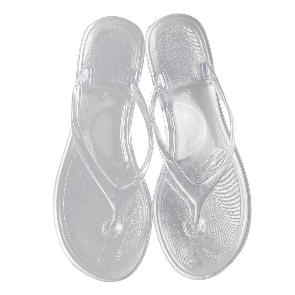 Clear Jelly Thong Sandals - Flat Sole, Transparent Beach Flip-Flops