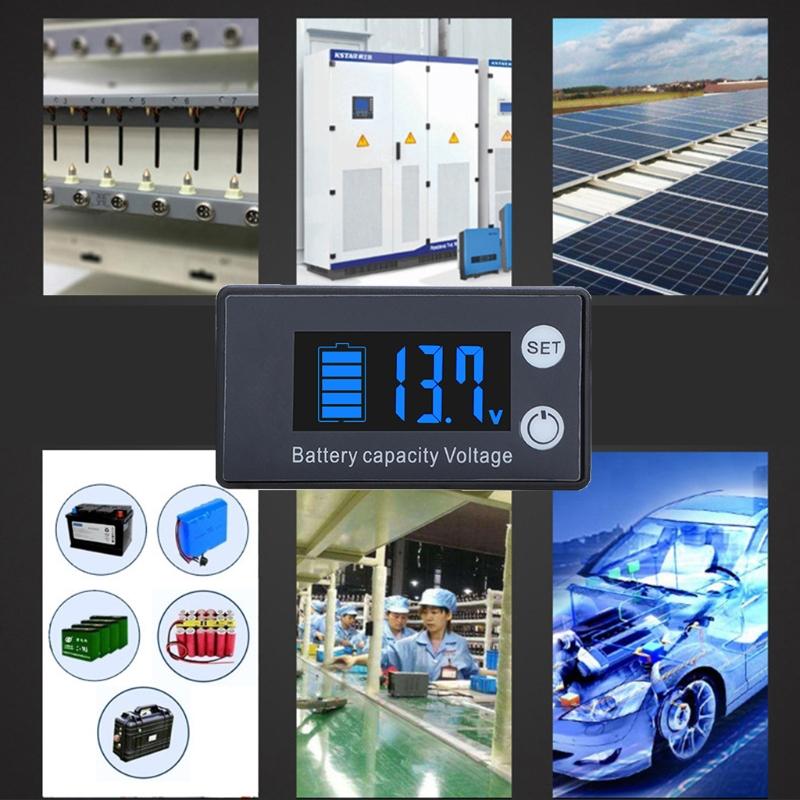 Battery Capacity Indicator Voltage Meter with LCD Display Backlight Waterproof Monitor Gauge Digital Voltmeter Meter