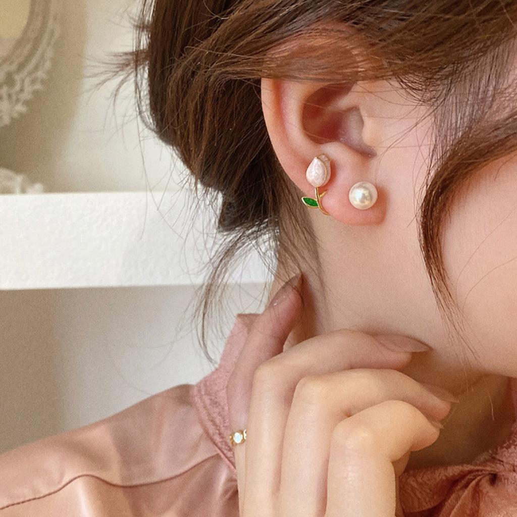 3 Pairs Studs Earrings with Flower Theme Ear Studs Add Charm to Outfits Alloy Texture Elegant Earrin for Party and Daily