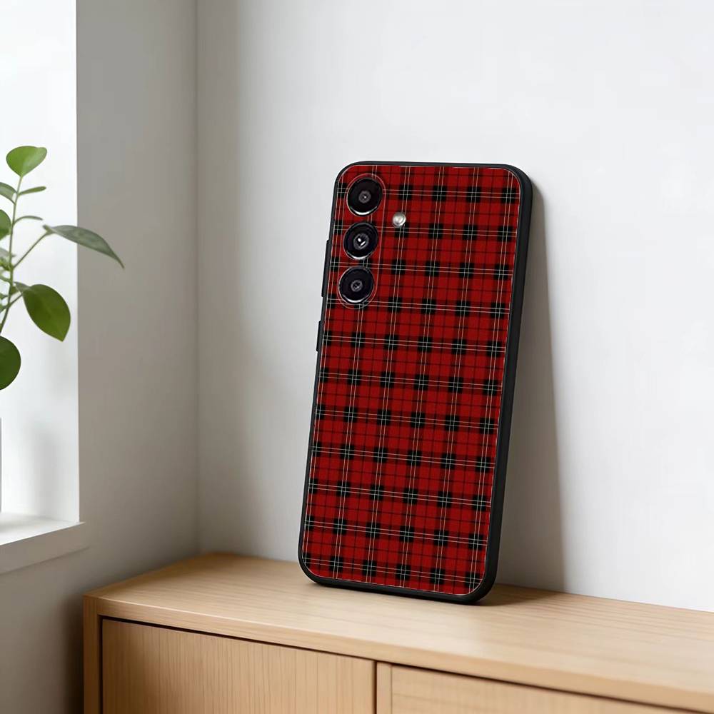 Cool P-Purple P-Plaid Pattern Phone Case For Samsung Galaxy A91,80,73,72 ,71,53,52,32 ,31,22,21s,20,Soft Black Case