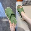 Fashion Bedroom Sandals Flat Shoes for Women Junior Green Bathroom Woman Slippers Wholesale 2024 Luxury Slides Comfortable and Elegan 39