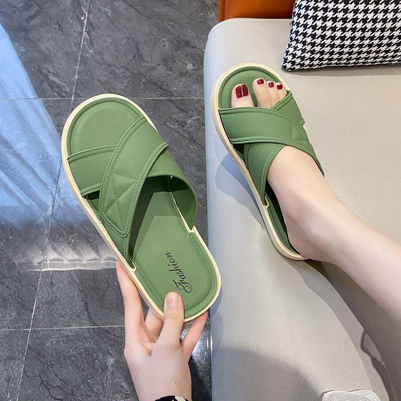 Fashion Bedroom Sandals Flat Shoes for Women Junior Green Bathroom Woman Slippers Wholesale 2024 Luxury Slides Comfortable and Elegan 39