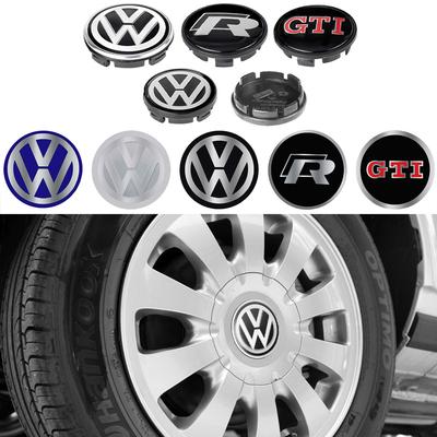 O34Pcs For VW R Golf Tiguan Jetta GTI Bora ID.3 Polo Passat Rline 56/65/66mm Car Wheel Center Cover Stickers Hub Cap