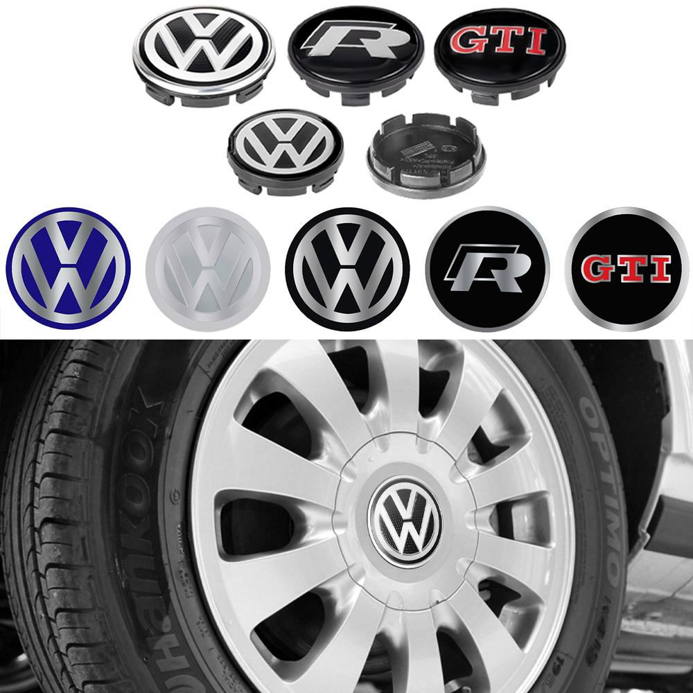 BFPQY1 4Pcs For Volkswagen VW R Golf Tiguan Jetta GTI Bora ID.3 Polo Passat Rline 56/65/66mm Car Wheel Center Cover Stickers Hub Cap